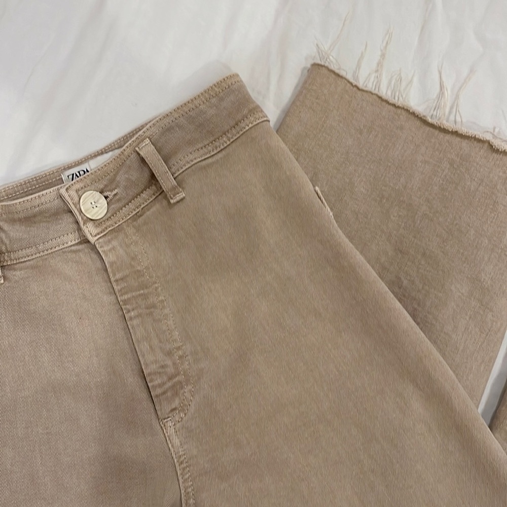 zara beige straight leg jeans